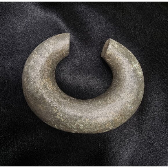 Rare Find Antique African Hand-Carved Stone Currency Bracelet - Picture 4 of 4